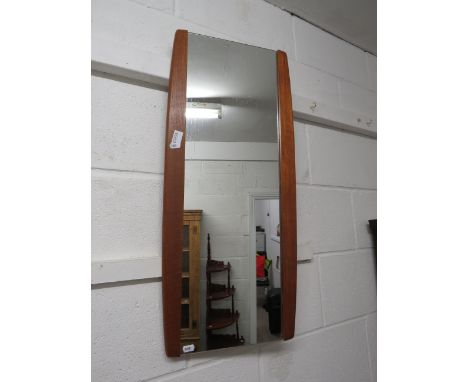 Mid 20th Century Teak framed mirror. Can be hung in landscape or Portrait.  Measures 31 x 14 inches. See photos. 