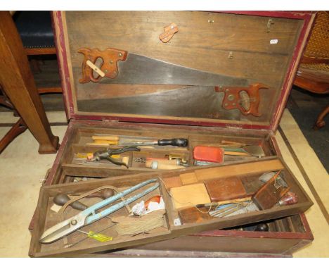 Vintage Pine Box full of Carpenters tools etc. see photos. 