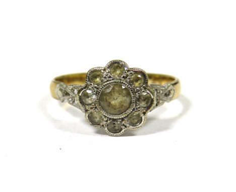 9ct Yellow Gold ring set with clear stones.  Finger size 'L'    1.9g