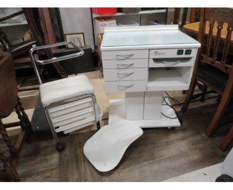 Timesco Medical Cabinet with light and steriliser together with sit on drawer unit. See photos. 