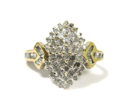 9ct Yellow Gold Diamond Cluster Ring. Finger size 'O'  3.5g  0.50pts of Diamonds. 