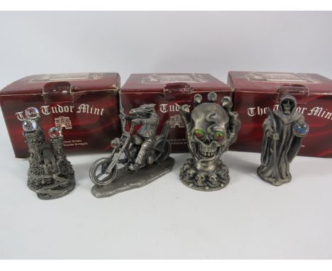 Four Myth and Magic petwer figures including Easy rider and Grim Reaper. Some with boxes