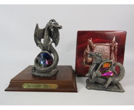 Two Myth and Magic pewter figures, The guardian of the crystal &amp; Earth dragon.