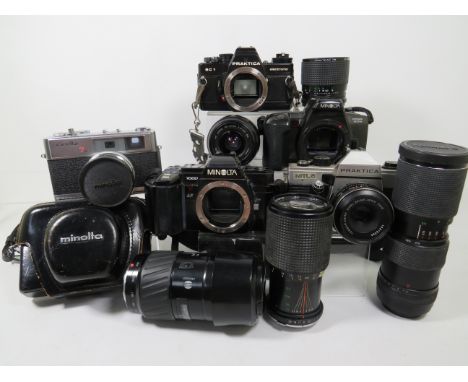 Selection of Cameras and Lens by various makers including Minolta. See photos. 