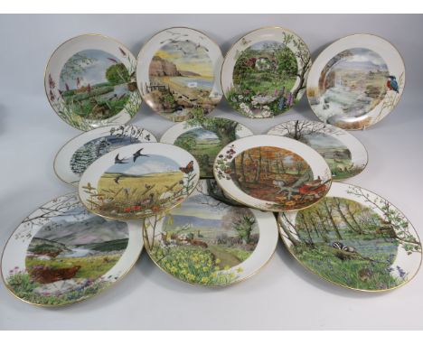 Twelve Royal Worcester Peter Barratt collectors plates.