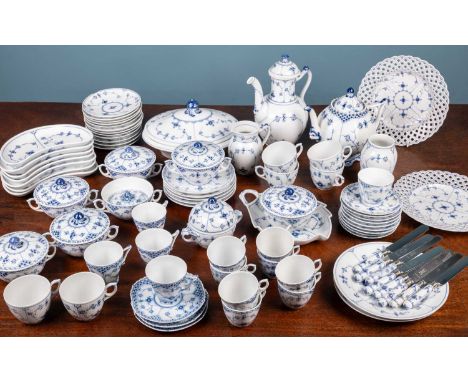 A collection of Royal Copenhagen porcelain coffee wares consisting of a teapot; coffee pot; milk jug; sugar basin and cover; 