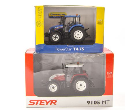 Universal Hobbies 1/32 Farm Issue comprising 1) New Holland Power Star T4.75 Tractor. Appears Excellent and secured in Box wi