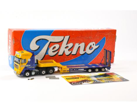 Tekno Diecast Model Truck issue comprising DAF XF Low Loader in the livery of Truck Tec. Generally Good, mirrors loose, broke
