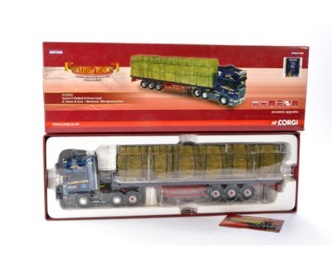 Corgi Diecast Model Truck issue comprising No. CC13721 Scania R Flatbed and Straw Load in the livery of G Owen and Sons. Gene