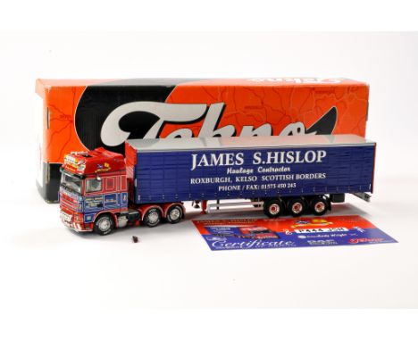 Tekno Diecast Model Truck issue comprising DAF XF Curtainside in the livery of James Hislop. Generally Good, but mirrors brok