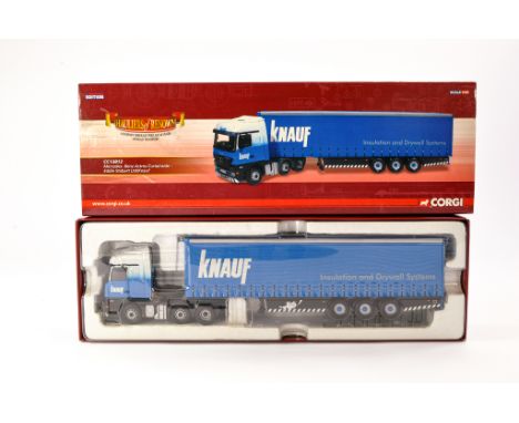 Corgi Diecast Model Truck issue comprising No. CC13812 Mercedes Benz Actros Curtainside in the livery of Eddie Stobart / Knau