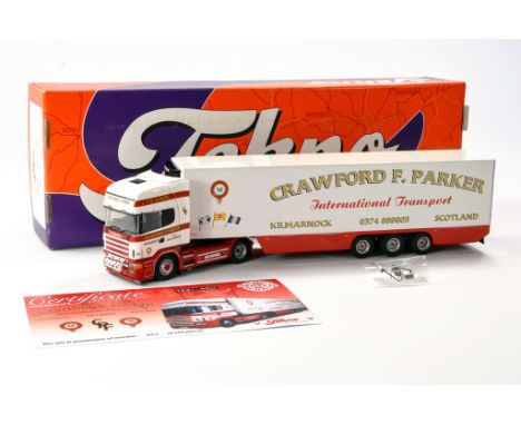 Tekno Diecast Model Truck issue comprising Scania 460 Fridge Trailer in the livery of Crawford Parker. Generally, Very Good, 