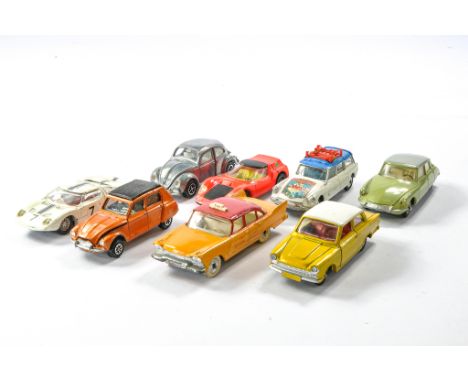 A group of eight loose Dinky and Corgi older issue diecast cars, generally good to very good with most having minor signs of 