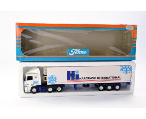 Tekno Diecast Model Truck issue comprising DAF Fridge Trailer in the livery of Hargrave International. Good to Very Good. Loo