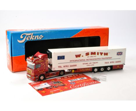 Tekno Diecast Model Truck issue comprising Scania R Fridge Trailer in the livery of W Smith. Generally, Very Good, looks comp