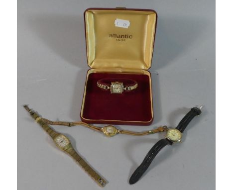 A Collection of Four Vintage Watches to Include 9ct Gold Watch with Base Metal Strap 
