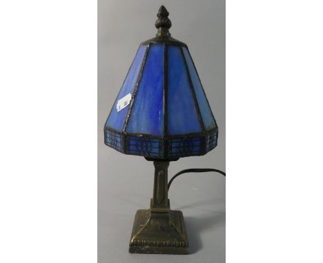 A Small Reproduction Table Lamp with Tiffany Style Shade, 28cm High 