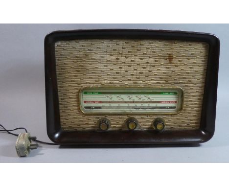 A Vintage Three Band Bakelite Cased Radio by His Master's Voice, 41cm Wide 