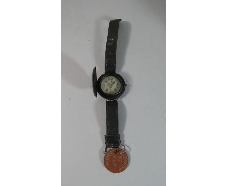 A Pilots Wrist Compass Together with (unrelated) RAF Dog Tag 
