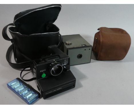 Two Box Cameras and A Vintage Polaroid Land Camera 