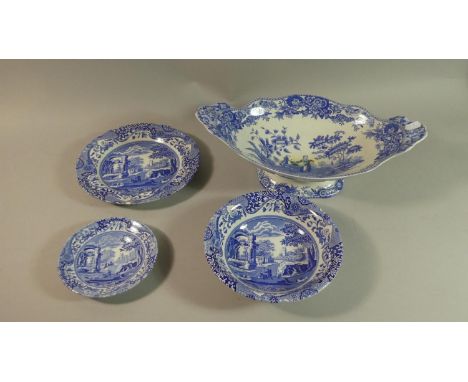 A Collection of Spode Italian Blue and White Bowls and a Signature Collection Limited Edition Fruit Bowl, 39cm Wide 