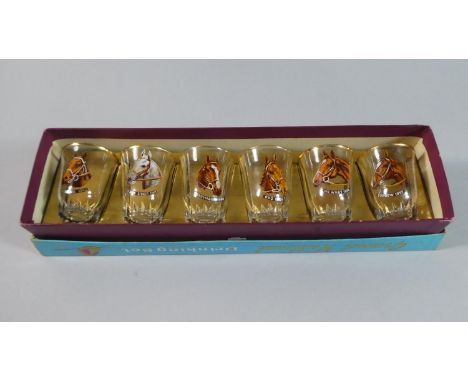 A Vintage Grand National Drinking Set Depicting Famous Grand National Winners 