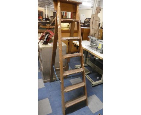A Vintage Wooden Six Step Stepladder 