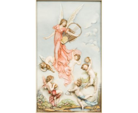 An Austrian porcelain relief moulded plaque, based on the work Symphony of Spring by Nikolaos Gysis (1842-1901) GreekWorked w