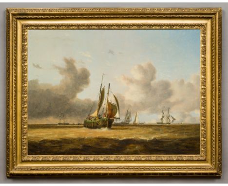 JOSEPH STANNARD (1797-1882) BritishShipping at the Mouth of the ScheldtOil on panel, framed.  82.5 x 60 cm. Note: The panel w