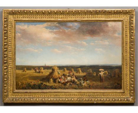 PETER DE WINT (1784-1849) BritishHarvesters at LunchOil on canvas, old label to verso for Thomas Agnew & Sons Ltd, London and