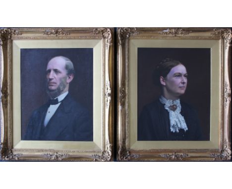 J Ireland Head and shoulders portrait of a gentleman Oil on canvas Signed 50 x 39cm Together with a companion, (A pair)