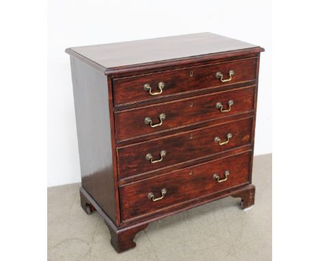 A George III mahogany chest, the rectangular top above four long drawers on bracket feet, 84cm wide x 47cm deep x 90cm high