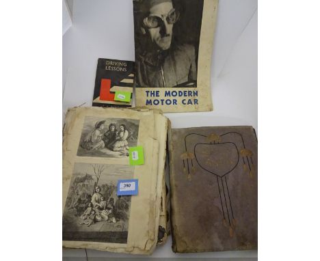 SCRAPBOOKS AND 2 VINTAGE MOTORCAR BOOKS PLUS A FEW VINTAGE BOOKS