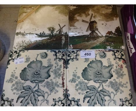 4 CERAMIC TILES INCLUDE 2 DUTCH HANDPAINTED