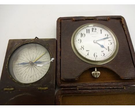 VINTAGE TRAVEL CLOCK AND COMPASS