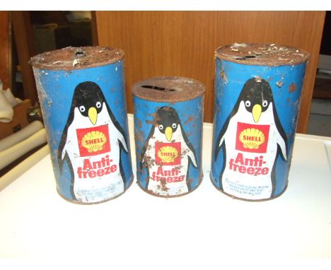 3 VINTAGE SHELL ANTIFREEZE TINS