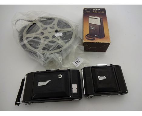 2 ZEISS IKON VINTAGE CAMERAS PLUS REEL AND PHILIPS POCKET MEMO
