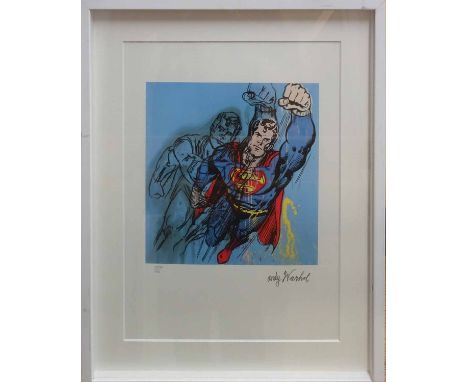 ANDY WARHOL 'Superman', offset lithograph in colours, signed in the plate, 40cm x 30cm, framed and glazed.