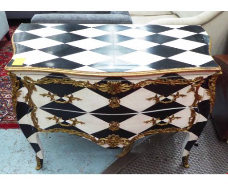 COMMODE, French style, with harlequin design, 110cm W x 60cm D x 85cm H.
