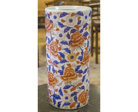 STICK STAND, vintage ceramic Imari patterned, cylindrical form, 44cm H.