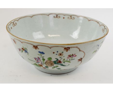 18TH CENTURY CERAMIC BOWL, decorated floral sprays in coloured enamels, 20cm diam x 9cm H.