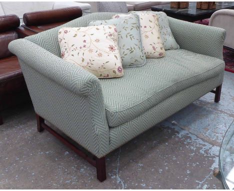 SOFA, in a blue flecked herringbone fabric, 170cm W x 92cm D x 88cm H.