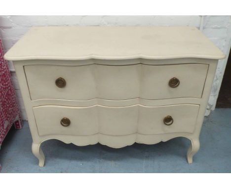 COMMODE, French style, white painted, with two drawers, 105cm W x 50cm D x 75cm H.