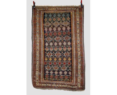 Fine Chichi rug, Kuba district, north east Caucasus, second half 19th century, 6ft. 4in. x 4ft. 1.93m. X 1.22m.  Overall even