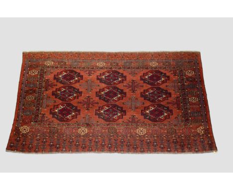 Ersari Turkmen 3 x 3 gul chuval face, south west Turkmenistan, late 19th/early 20th century, 3ft. X 5ft. 4in. 0.91m. X 1.63m.