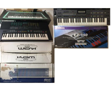 KEYBOARDS. Electronics to include: Casio CZ-101 in box, Yamaha PSS-480 in box, Yamaha EZ150 in box, Kam KBA8 in box, DBX iEQ3