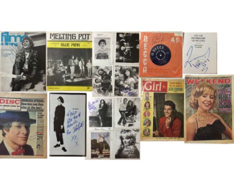 MUSIC STARS SIGNED. Collection of music/entertainment memorabilia, most bearing signatures from: Richard Harris, Paul Jones, 