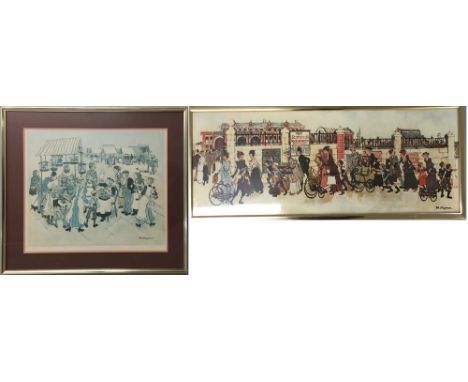 MARGARET CHAPMAN. Two prints of works by Margaret Chapman, one depicting a market blind stamped and signed to lower border by