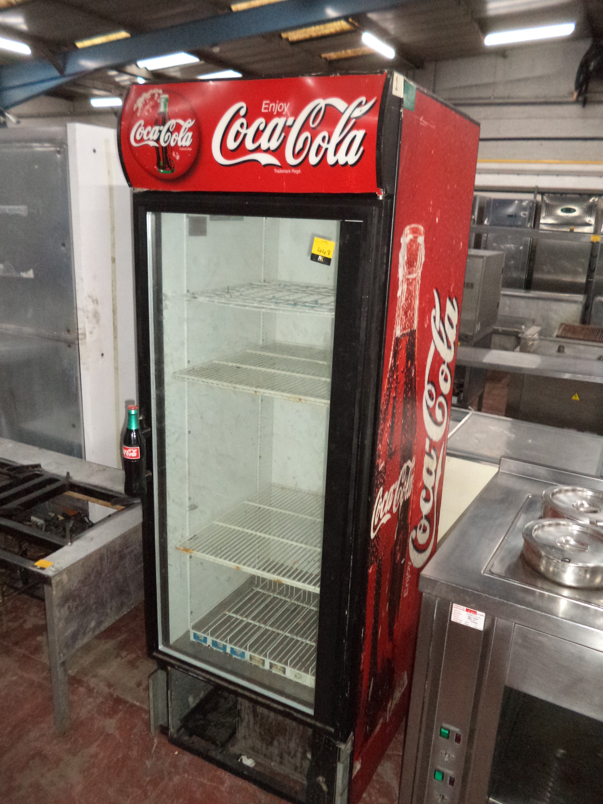 Coca Cola branded clear glass door tall drinks fridge IMPORTANT Please