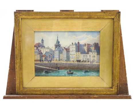 S.Bright Lucas, St.Peter Port Guernsey, watercolour, signed lower left, titled label verso, Royal Academy, exhibition 1887, 1